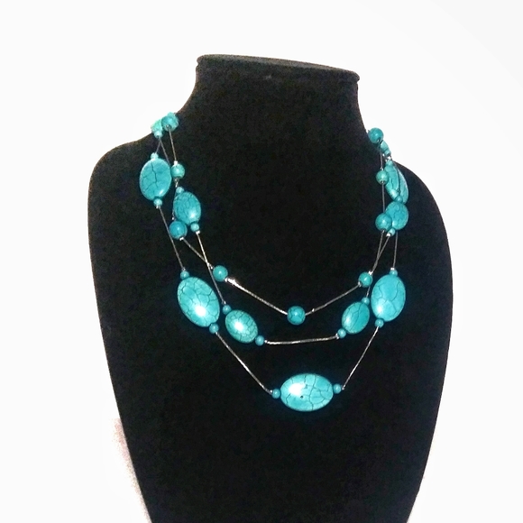 Boho turquoise strand bohemian necklace - Picture 4 of 5